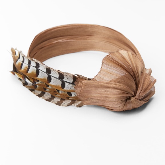 Zara Feathered Headband Headpiece, New - Picture 5 of 5